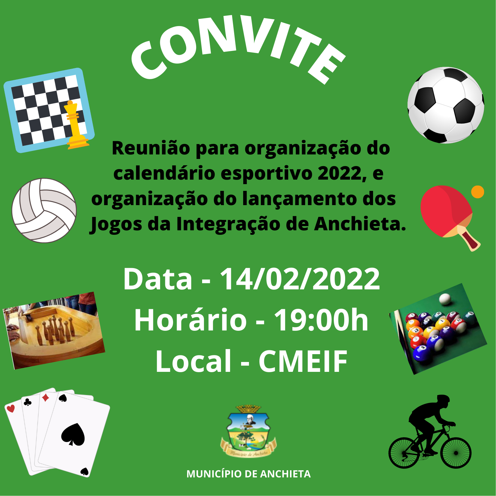 CONVITE DO DEPARTAMENTO DE ESPORTES - Prefeitura de Anchieta